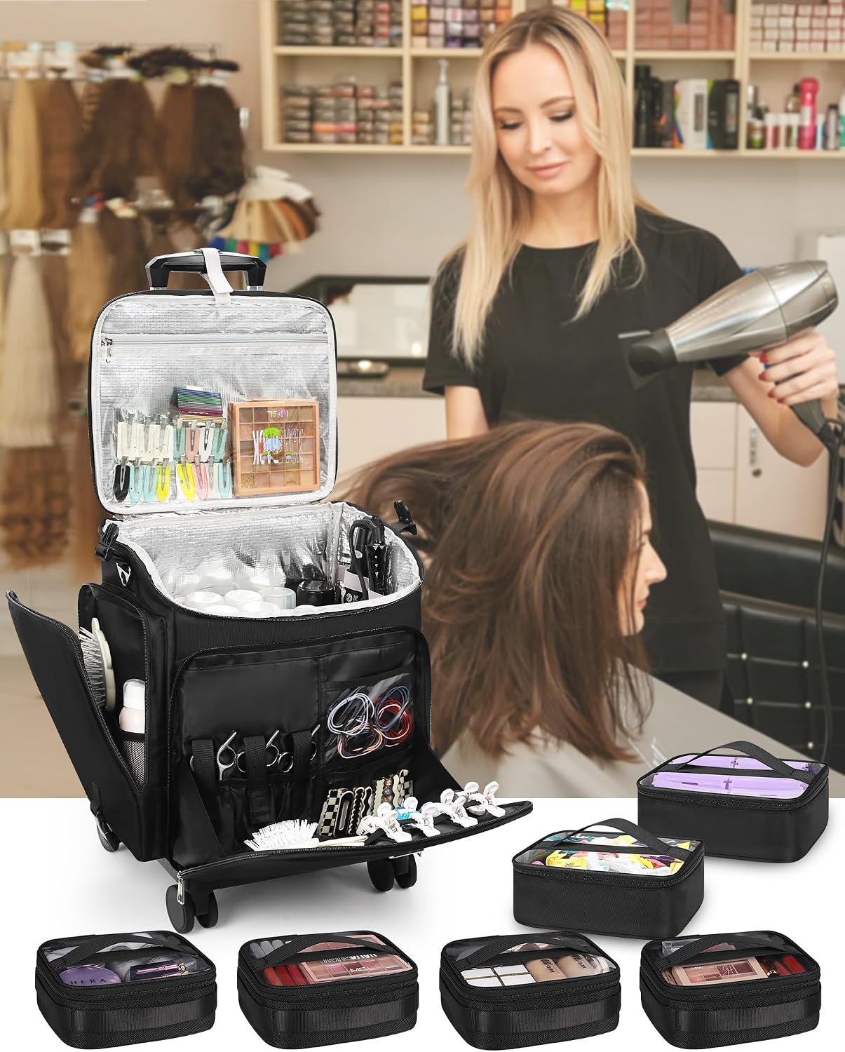 Rolling Makeup Case Hair Tools - Travel Bags review and price