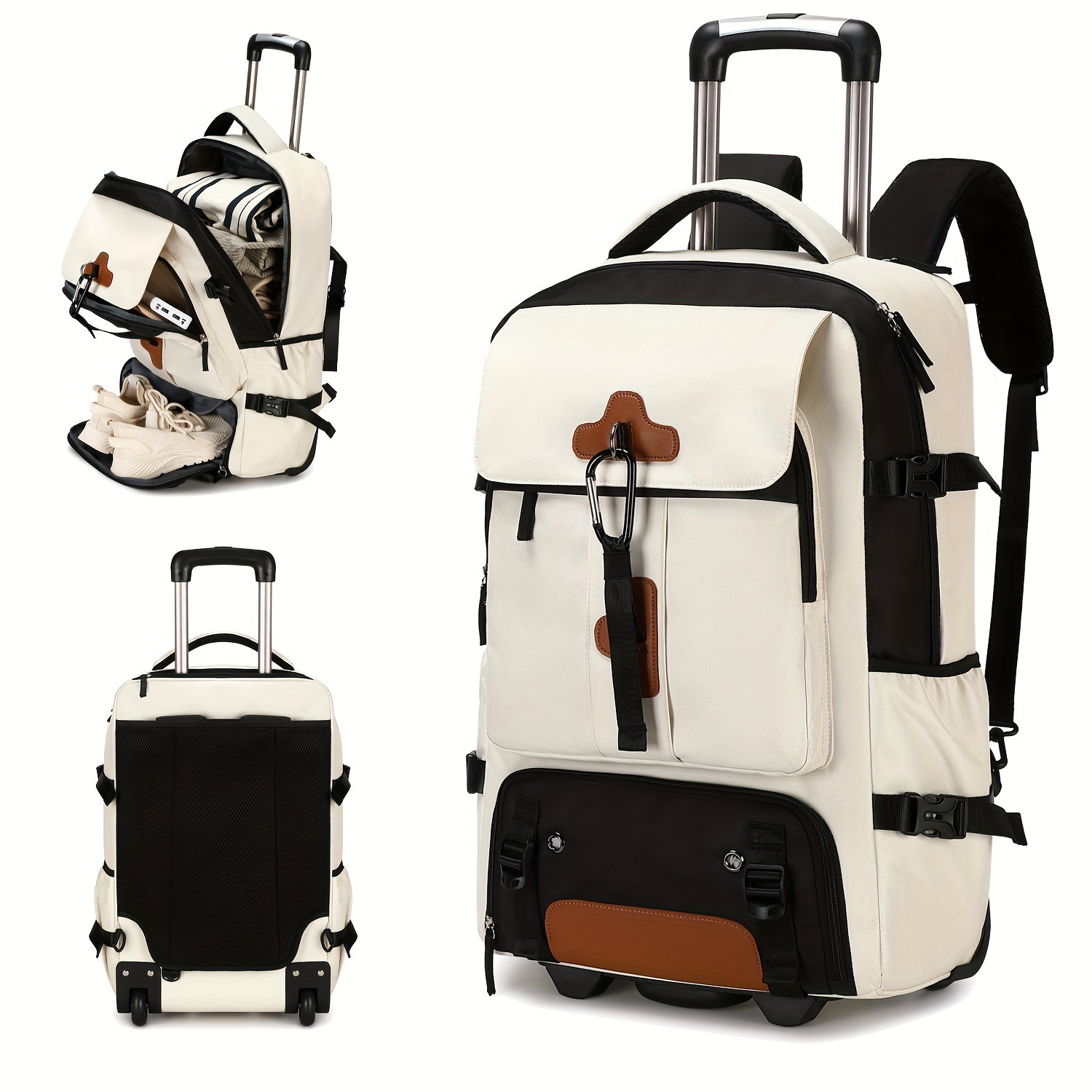 Rolling Backpack Large Capacit - Foldable Rolling Luggage Bag review and price