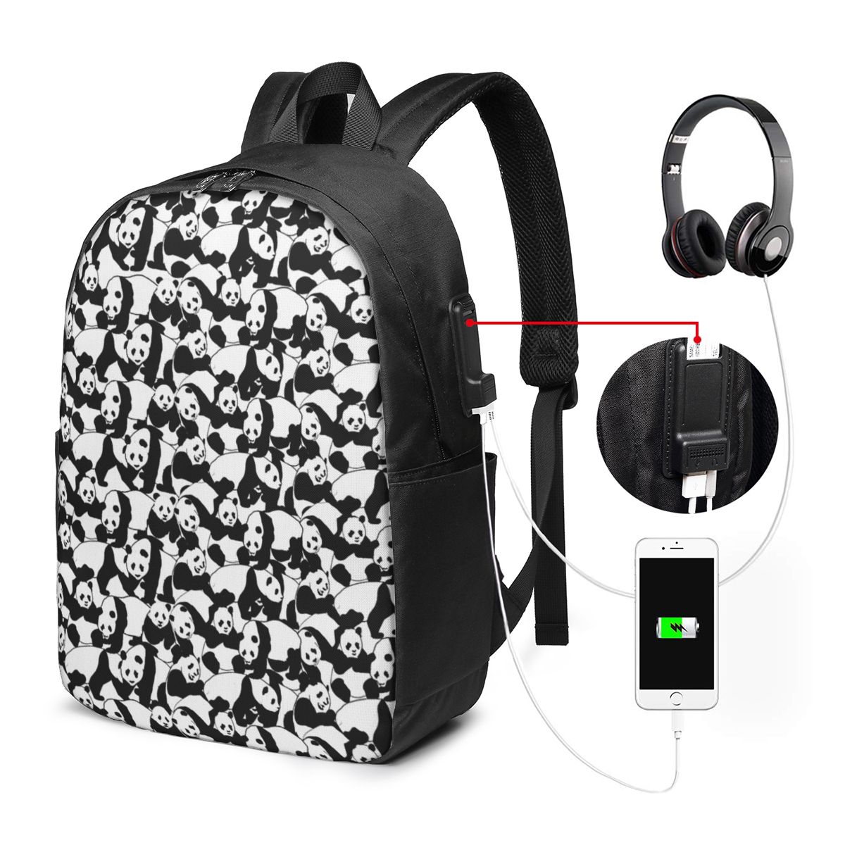 Panda Pattern Backpack Travel  - Backpacks review and price